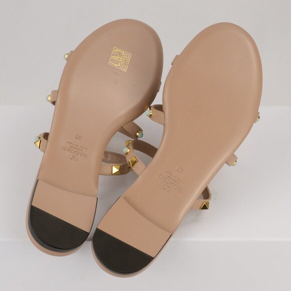 Valentino Rockstud Flat Sandal with Cabochon Stones, Rose Cannelle, EU 39 - Picture 7 of 12